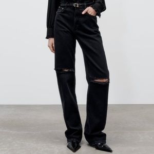 Zara full length ripped jeans